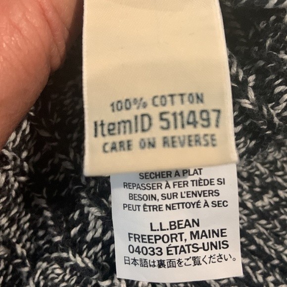 L.L Bean size women’s medium cable knit cotton sweater gray ragg sweater - Picture 6 of 7